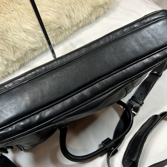 Cole Haan Black Leather Multi-Compartment Briefcase with Strap - Picture 14 of 14